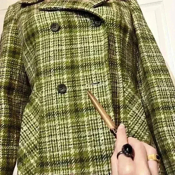 Vintage Pendleton 60s 70s Womens Green Shadow Plaid Blazer Jacket Coat Medium - Picture 11 of 14